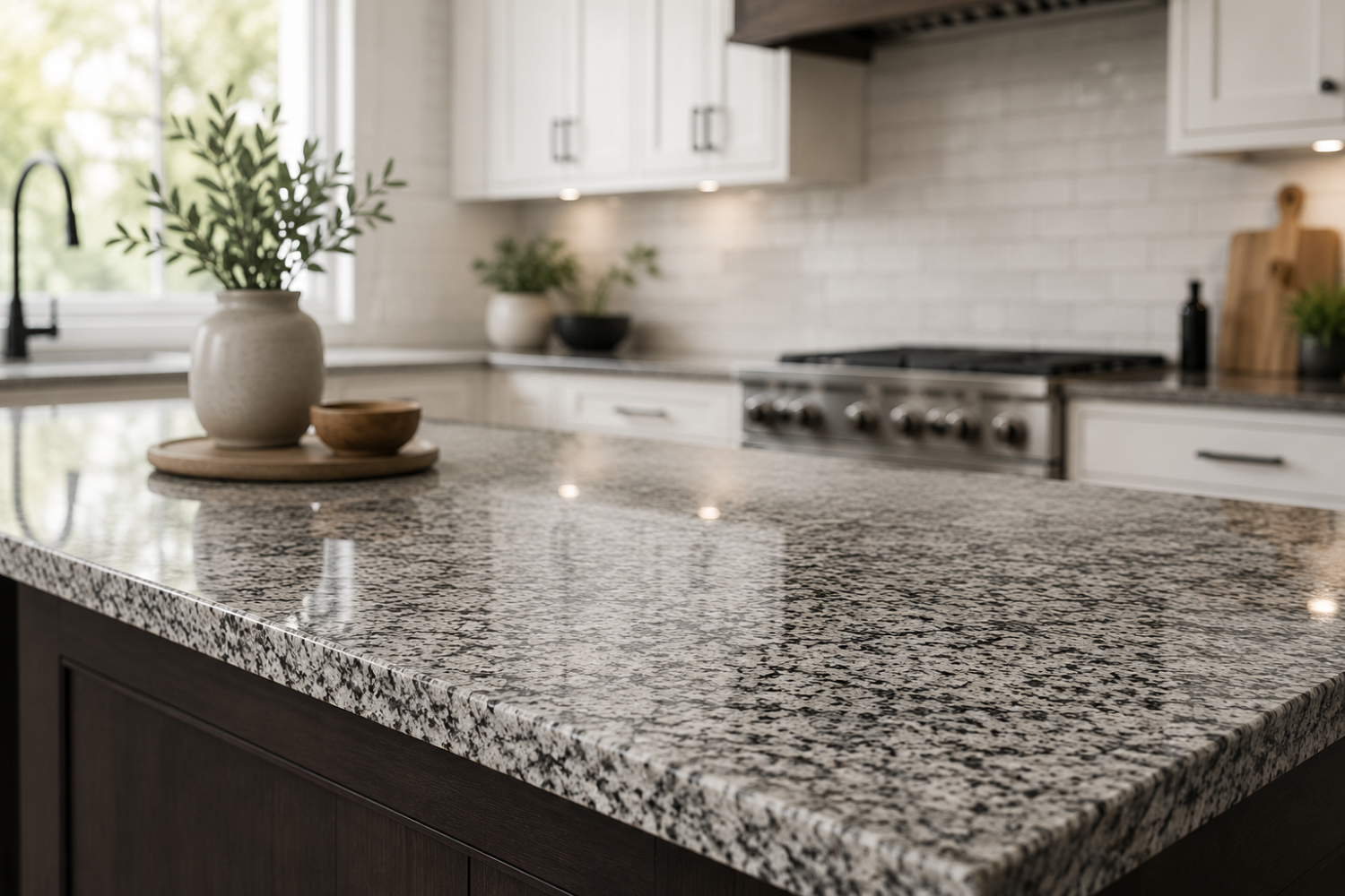 Installed granite kitchen countertops in a Redding, CA home